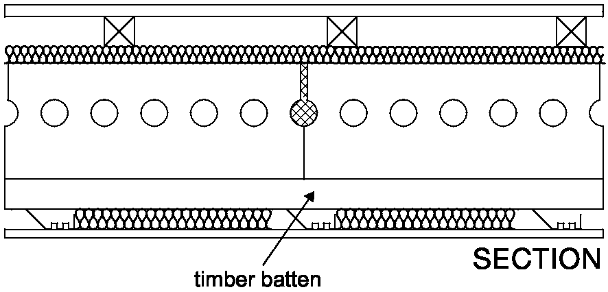 Diagram 3-14: Floor type 2.2B(a) Floor type 2.2 with ceiling treatment B and floating floor (a) soundproofing