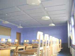 echosorption sound insulation panel installed in classroom